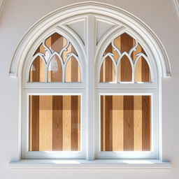 A beautiful gothic-style window featuring a single arch design, elegantly constructed in a crisp white color