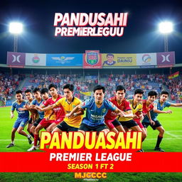 A vibrant and energetic scene showcasing the Panduasahi Premier League Season 2, organized by MJCC