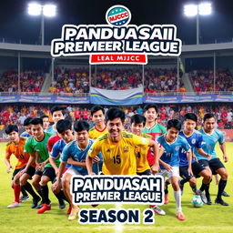 A vibrant and energetic scene showcasing the Panduasahi Premier League Season 2, organized by MJCC