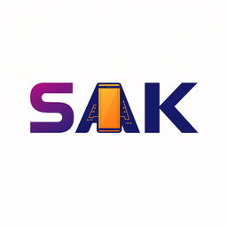 A modern and sleek logo design for a phone company named 'SAK', which specializes in selling and maintaining phone parts