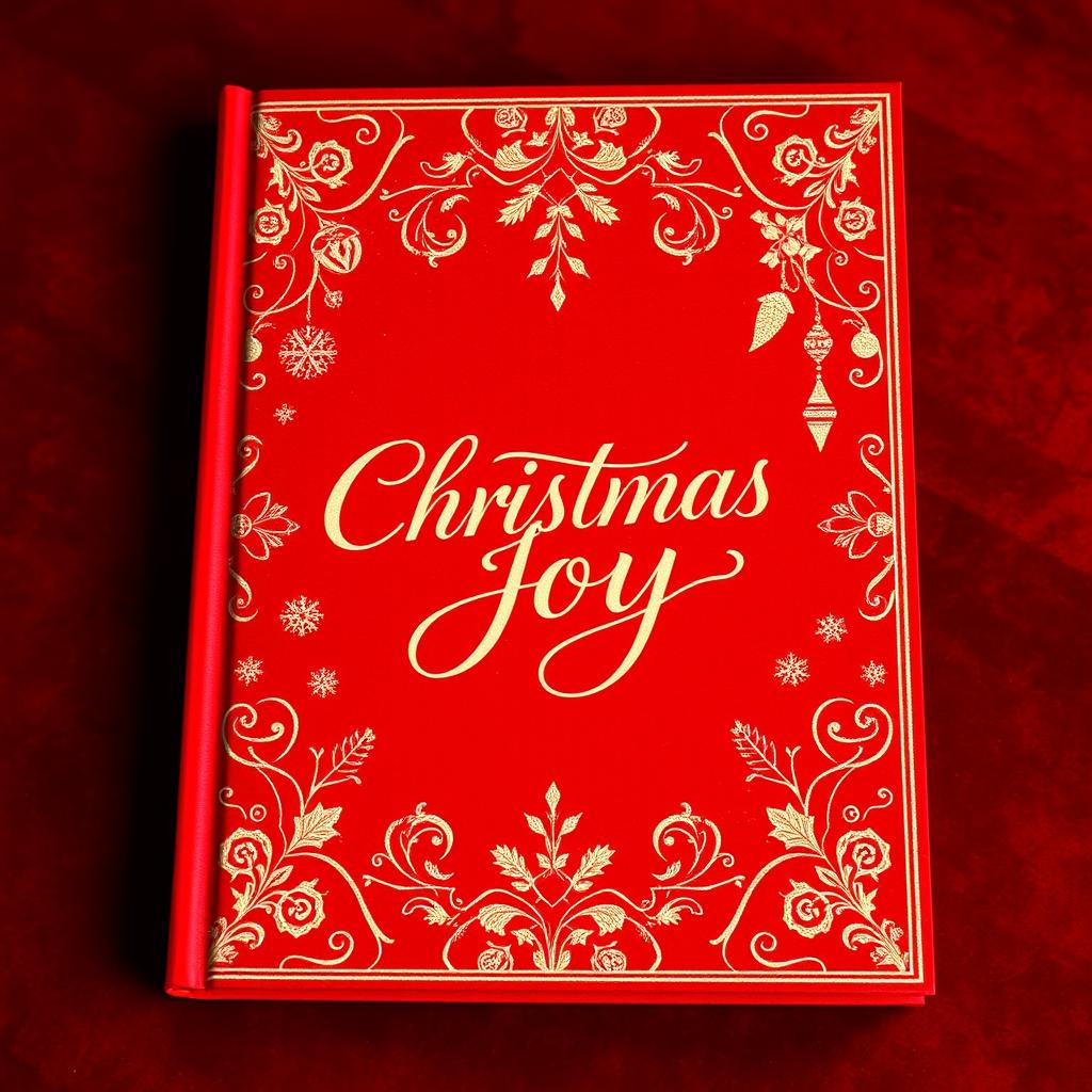 A vibrant red Christmas-themed book cover, featuring intricate gold and white patterns that evoke the holiday spirit