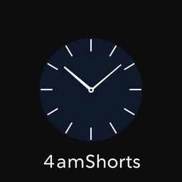 A minimalist, abstract representation of a clock striking 4 AM, featuring simple geometric shapes and bold lines