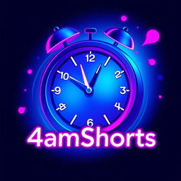 A vibrant, neon-lit illustration of a clock striking 4 am, surrounded by subtle swirling patterns and shapes that convey creativity and imagination