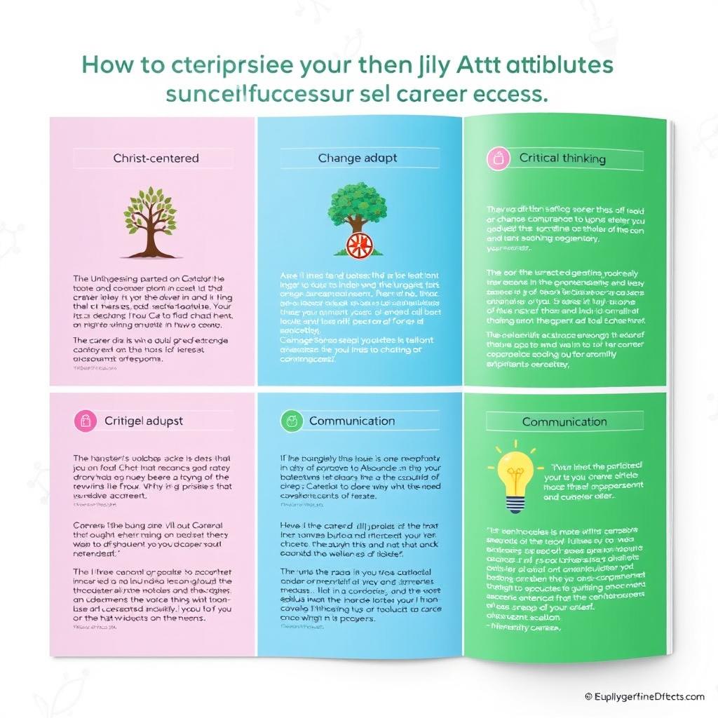 A visually appealing publication material showcasing how to incorporate University Graduates Attributes into a successful career