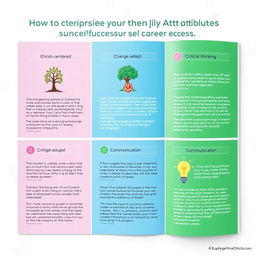 A visually appealing publication material showcasing how to incorporate University Graduates Attributes into a successful career