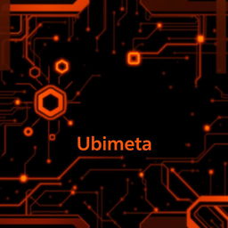 A futuristic and sleek design representing 'Ubimeta', characterized by a vibrant orange and black theme
