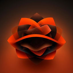 A layered abstract design featuring the UbiMeta theme, characterized by an orange and black color scheme