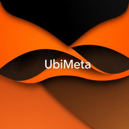 A layered abstract design featuring the UbiMeta theme, characterized by an orange and black color scheme