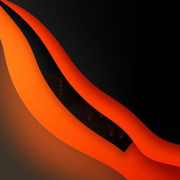 A layered abstract design featuring the UbiMeta theme, characterized by an orange and black color scheme