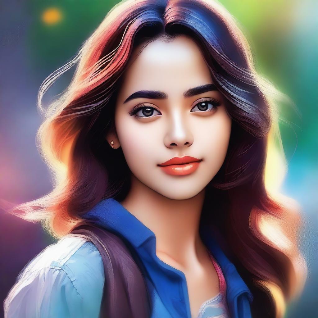 A digital art of a charming and attractive girl