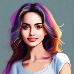 A digital art of a charming and attractive girl