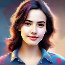 A digital art of a charming and attractive girl