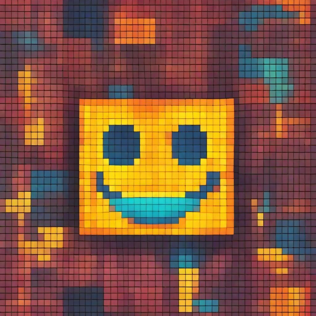 A digital art featuring a pixelated smile