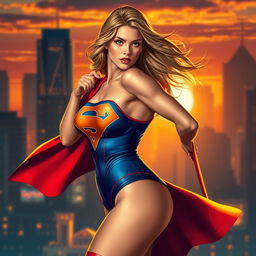 A sensual interpretation of Supergirl, portrayed as a strong and confident female superhero with a stylish twist