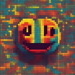 A digital art featuring a pixelated smile