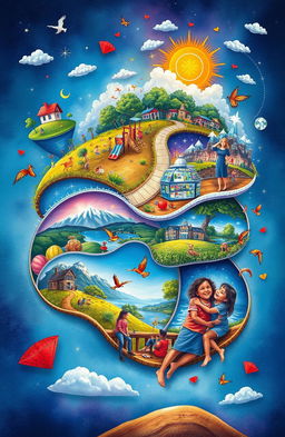 A visually captivating and imaginative representation of someone's life journey, showcasing significant moments and experiences