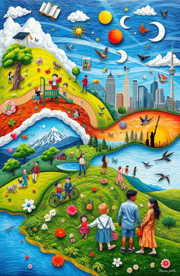 A visually captivating and imaginative representation of someone's life journey, showcasing significant moments and experiences