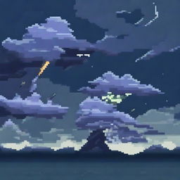 An upgraded version of the previous pixel art illustration, now with sharper pixels and more pronounced thunderbolts