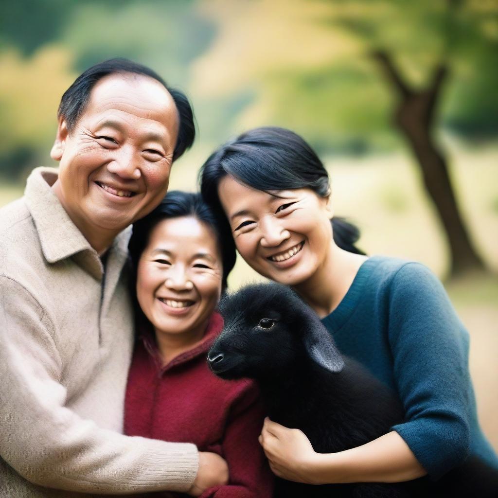 A high-quality, heartwarming photo capturing a unique family of three