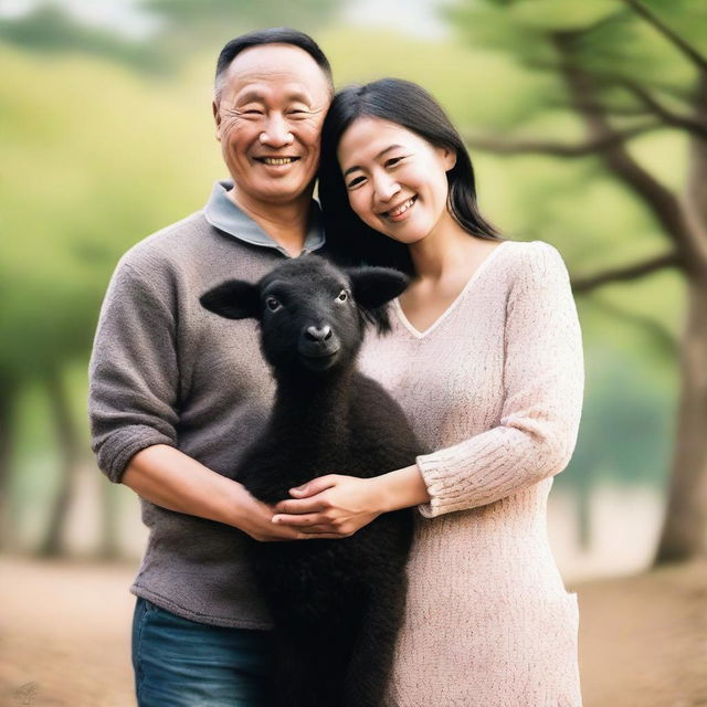 A high-quality, heartwarming photo capturing a unique family of three