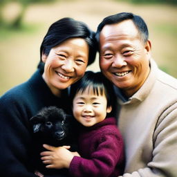 A high-quality, heartwarming photo capturing a unique family of three