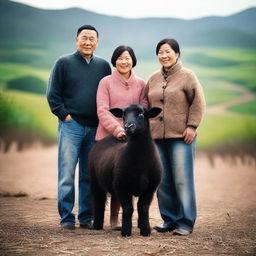 A high-quality, heartwarming photo capturing a unique family of three