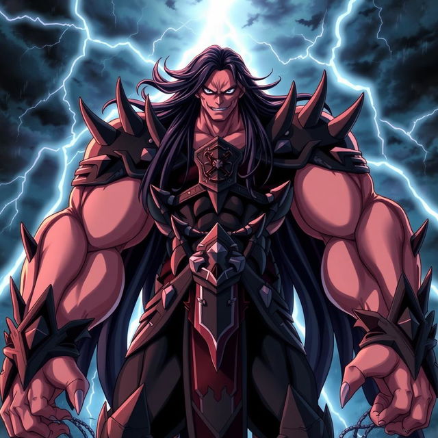 A powerful, malevolent anime villain with four muscular arms, standing in a dramatic pose