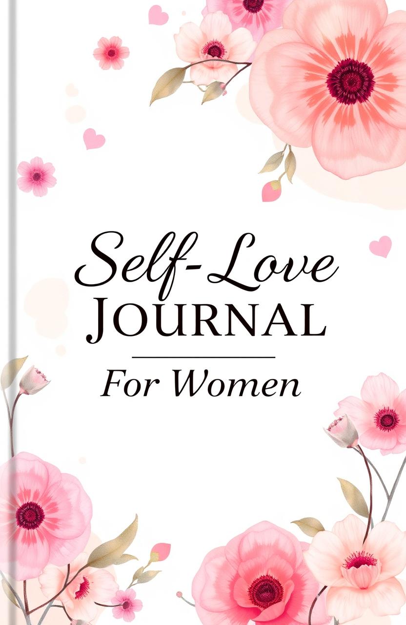 A beautiful and inspiring book cover for a Self-Love Journal tailored for women