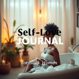 A beautiful and empowering book cover for a self-love journal targeted at black women