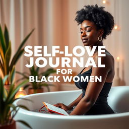 A beautiful and empowering book cover for a self-love journal targeted at black women