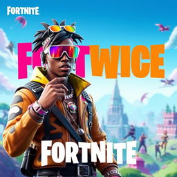 A Fortnite-themed thumbnail featuring Juice WRLD's iconic style, with vibrant and dynamic colors that capture the energetic essence of both Fortnite and Juice WRLD's music