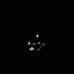 A shadowy figure of a boy holding a diamond necklace, with a dark artistic sketch style