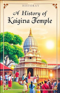 A beautifully illustrated cover of a historical book on Kalighat Temple, showcasing the intricate architecture and vibrant colors of the temple