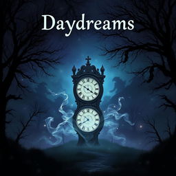 A fantasy scene titled 'Daydreams', set in a dark, atmospheric landscape