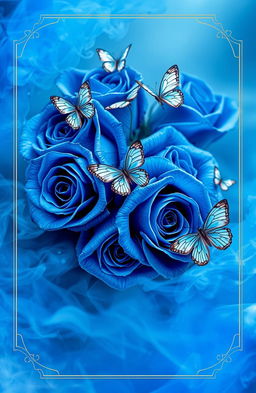 A beautiful cover design featuring vibrant blue roses with intricate details