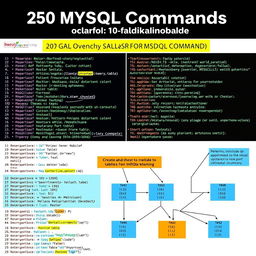 A comprehensive display of 250 MySQL commands tailored for a hospital database system