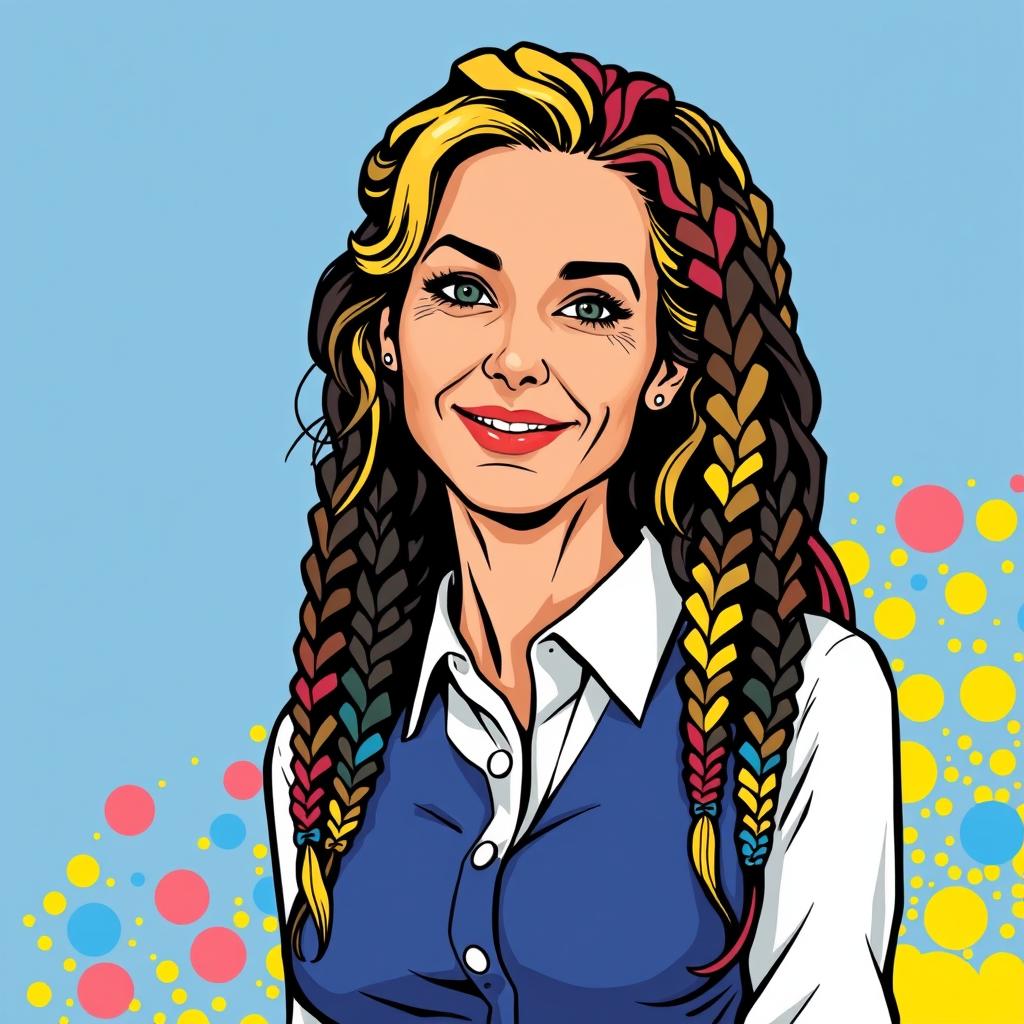 An illustration inspired by the colorful stippling style of Peter Max and the whimsical essence of Dr