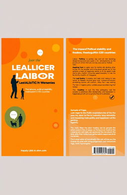 A complete front and back cover design for a book themed on the impact of labor force, political stability, trade openness, and happiness index on economic growth in G20 countries