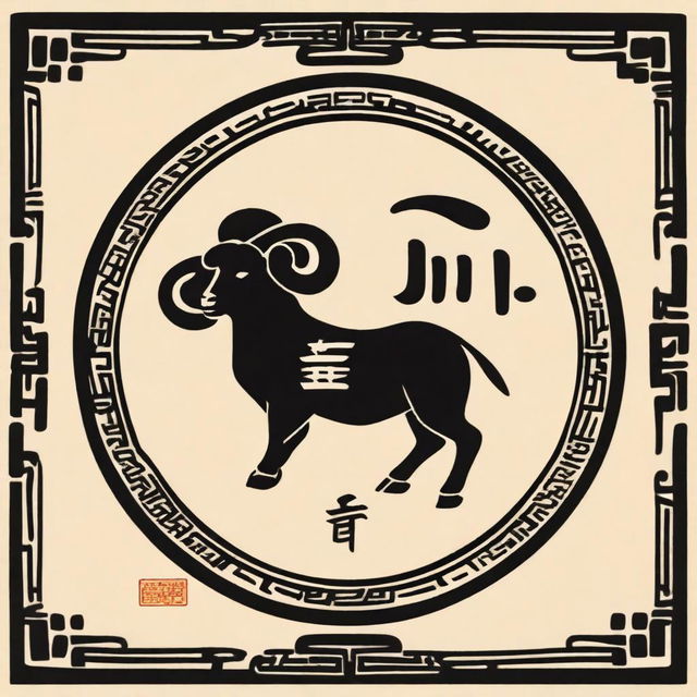 This is a high-quality image displaying the Chinese characters for 'Black Sheep' ('黑羊') written in the style of clerical script (隶书)