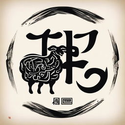 This is a high-quality image showcasing the Chinese characters for 'Black Sheep' ('黑羊') rendered in a traditional calligraphy style