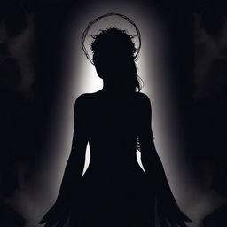 A high-quality digital art image showcasing a mysterious goddess shrouded in darkness