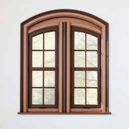 An elegant arched window showcasing two spacious panes, framed with beautifully designed striped frames