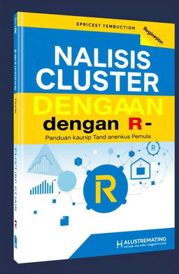 A professional book cover design for 'Analisis Cluster dengan R: Panduan Lengkap untuk Pemula'