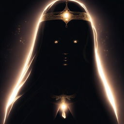 A high-quality digital art image showcasing a mysterious and beautiful goddess shrouded in darkness