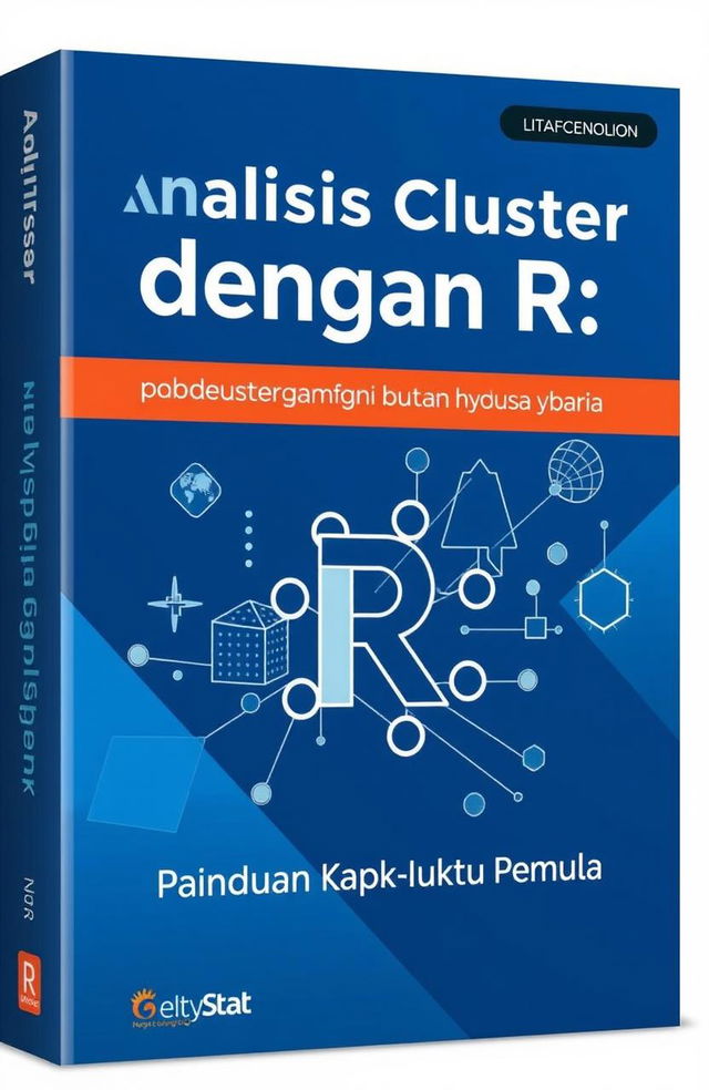 A professional book cover design for 'Analisis Cluster dengan R: Panduan Lengkap untuk Pemula'