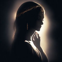 A high-quality digital art image showcasing a mysterious and beautiful goddess shrouded in darkness