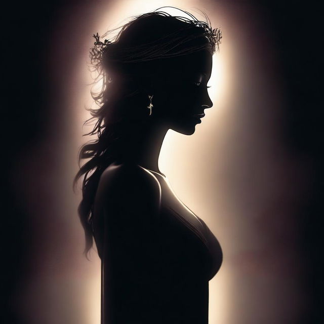 A high-quality digital art image showcasing a mysterious and beautiful goddess shrouded in darkness