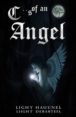 A hauntingly beautiful book cover for a light horror novel titled 'Cries of an Angel'