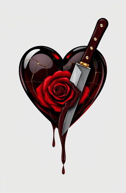 A stylized heart made of cracked glass dripping blood, symbolizing fragility and pain