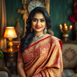 A striking portrait of Marathi actress Sneha Chavan, captured in a glamorous setting